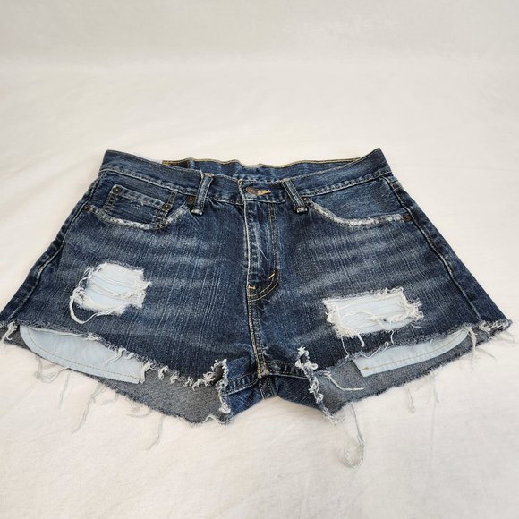 LEVI'S 508 Jeans Shorts High Rise Distressed Size W30 L30 100% Cotton LIKE NEW! - Picture 7 of 16